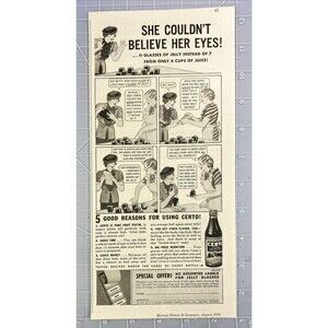 CERTO Fruit Pectin "She Couldn't Believe Her eyes" Cartoon Vintage Print Ad 1936